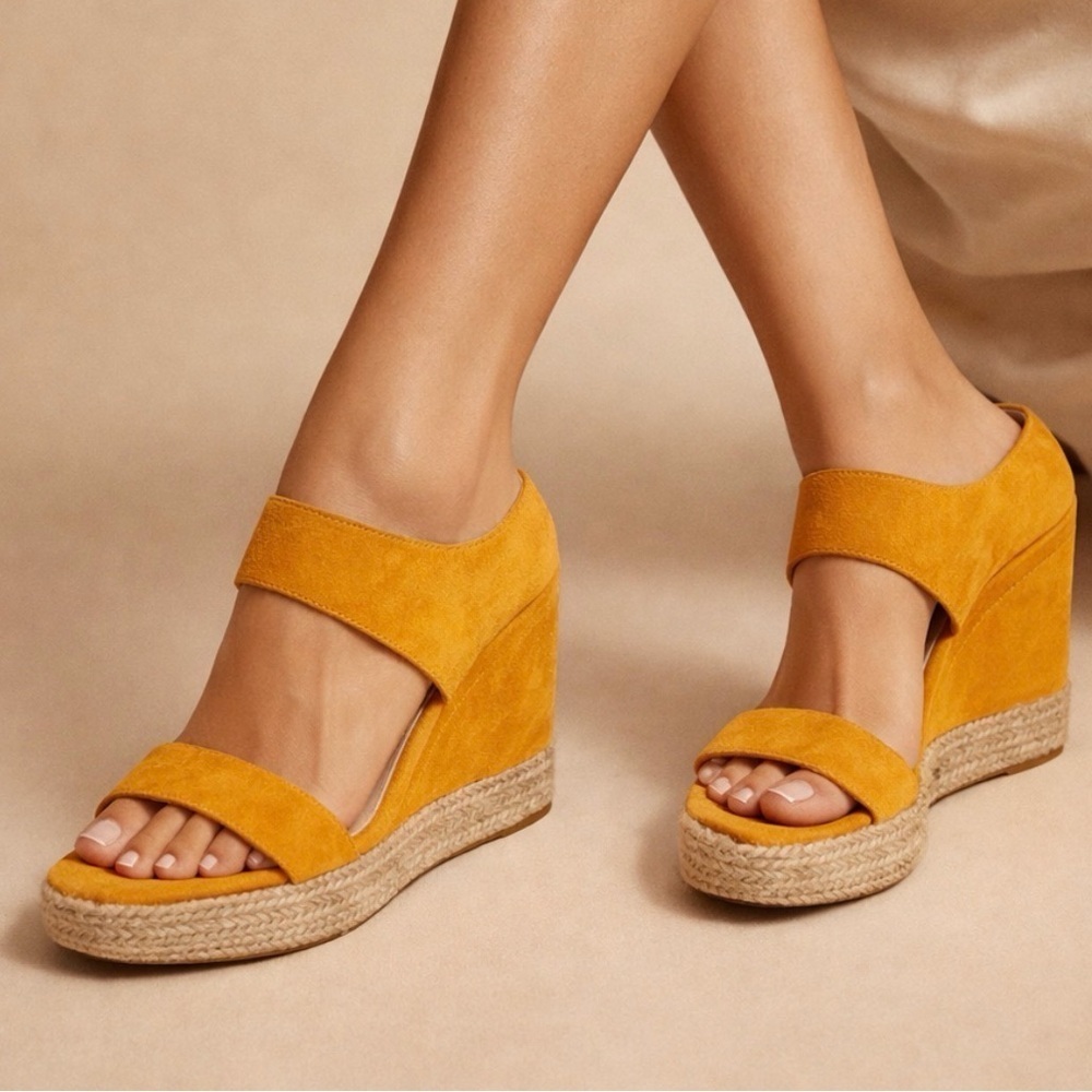Jessica Simpson Orange Suede Wedge Espandrille Sandals Size 8.5
